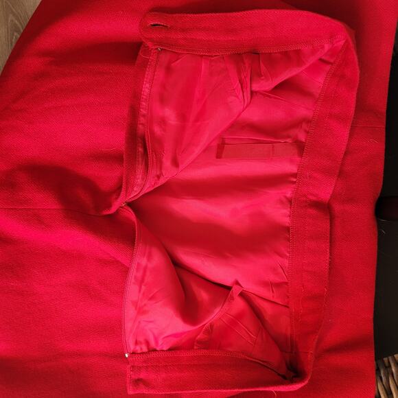 Vintage 1960s 1970s Women’s Red Wool Midi Maxi Skirt High Waist Modest Lined - Picture 5 of 10